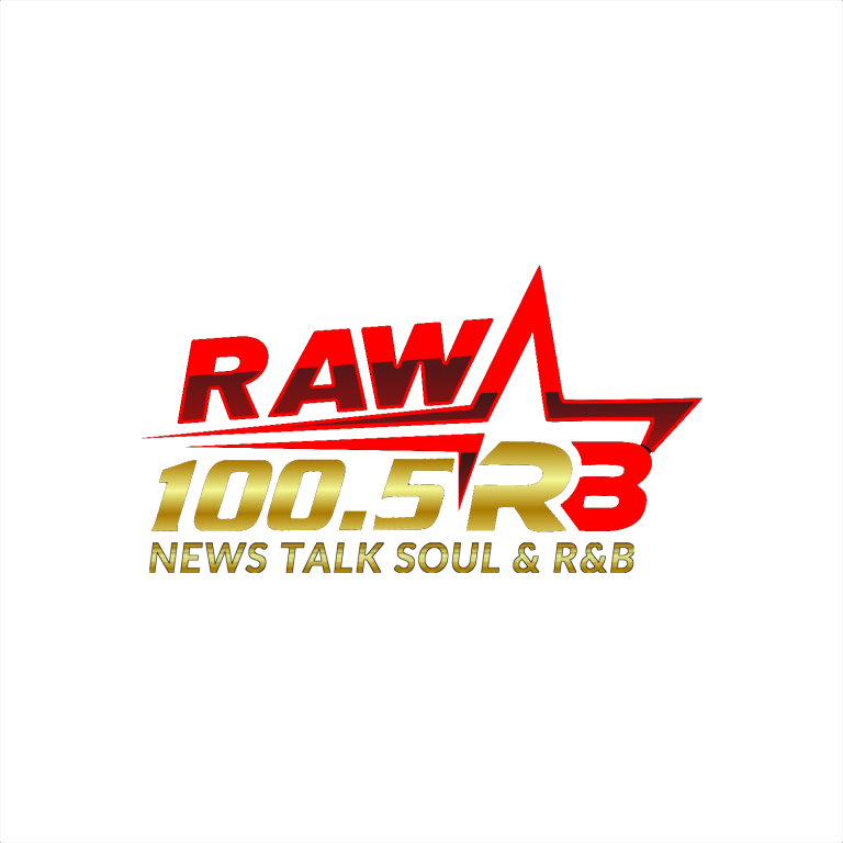 Raw 100.5 — MAIN LOGO (shine, transparent)